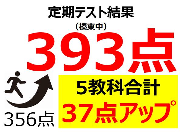 定期テスト結果393点！（5教科合計356点から37点アップ）
